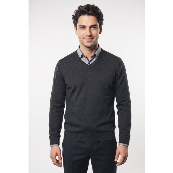 MARVELIS V-Ausschnitt-Pullover aus reiner Wolle