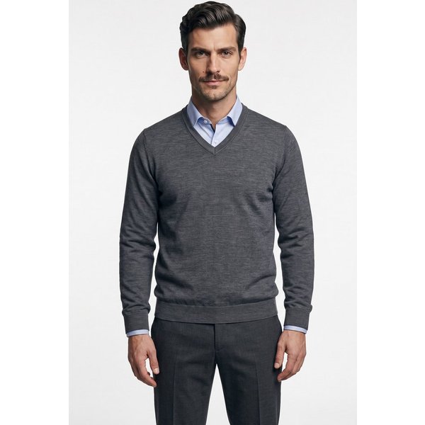MARVELIS V-Ausschnitt-Pullover aus reiner Wolle