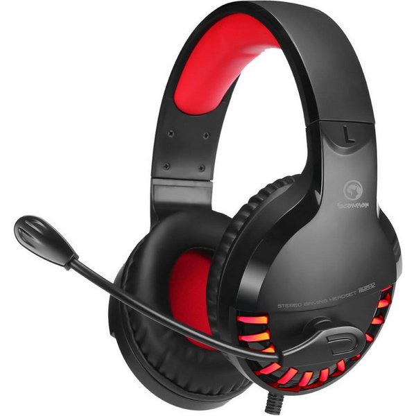 MARVO MARVO HG8932 Wired Gaming Headset, kabelgebunden, Over Ear Stereo-Headset (omnidirektional, Rote LED-Hintergrundbeleuchtung)