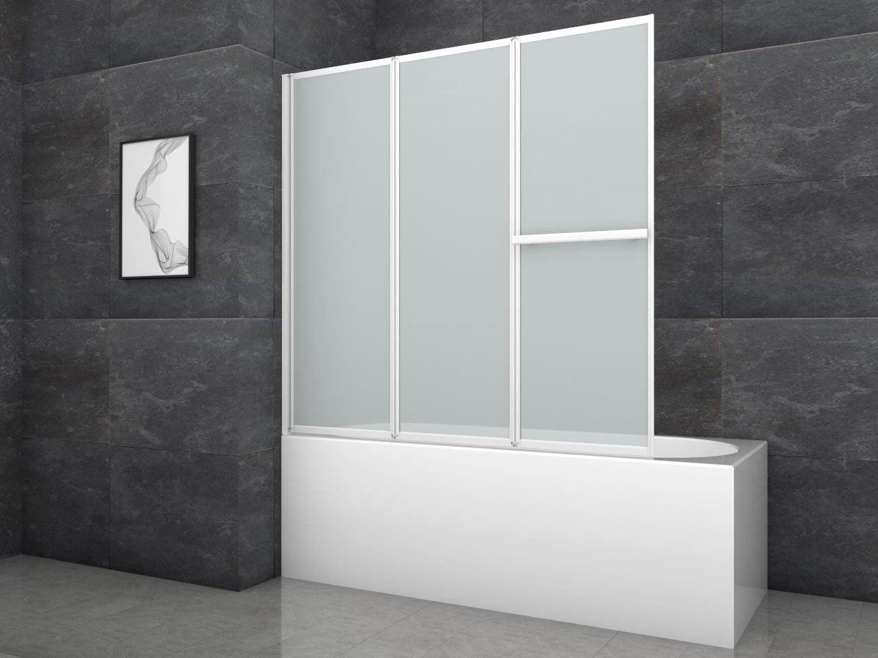 Marwell Badewannenfaltwand White Light, Einscheibensicherheitsglas, weißes Aluminiumprofil, 3-flügelig – Bild 2 von 3