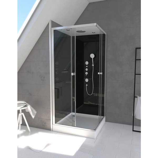 Marwell Komplettdusche Black Suqare, BxT: 90x90 cm, Einscheibensicherheitsglas, Komplett-Set, 90 x 90 x 210 cm - Eckdusche