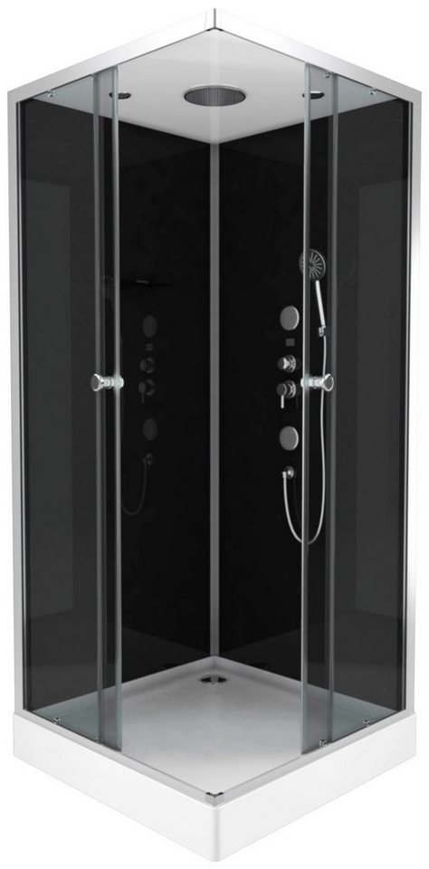 Marwell Komplettdusche Black Suqare, BxT: 90x90 cm, Einscheibensicherheitsglas, Komplett-Set, 90 x 90 x 210 cm - Eckdusche – Bild 2 von 5