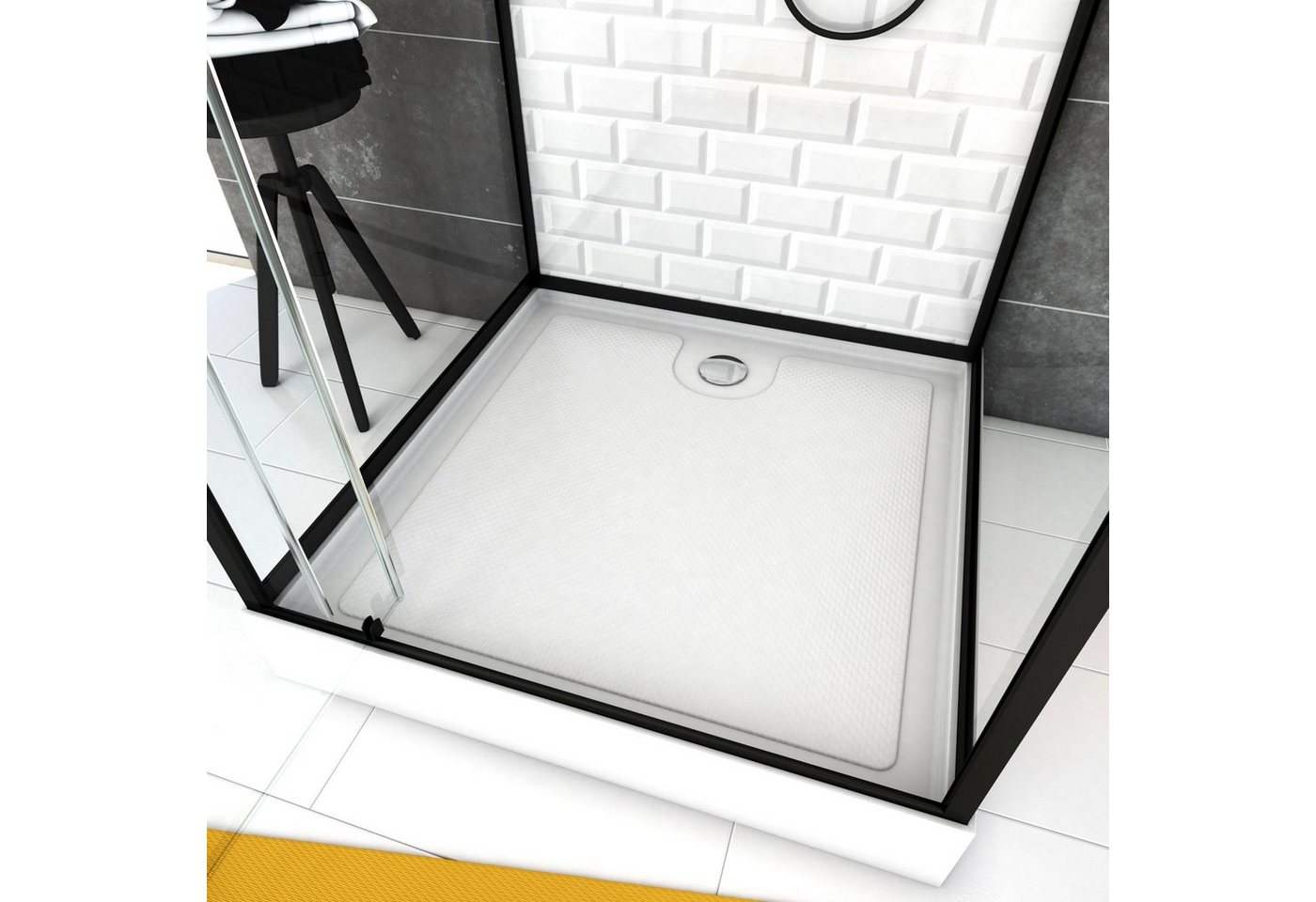 Marwell Komplettdusche White Stone, BxT: 80x80 cm, Einscheibensicherheitsglas, inkl. Armaturen – Bild 2 von 4