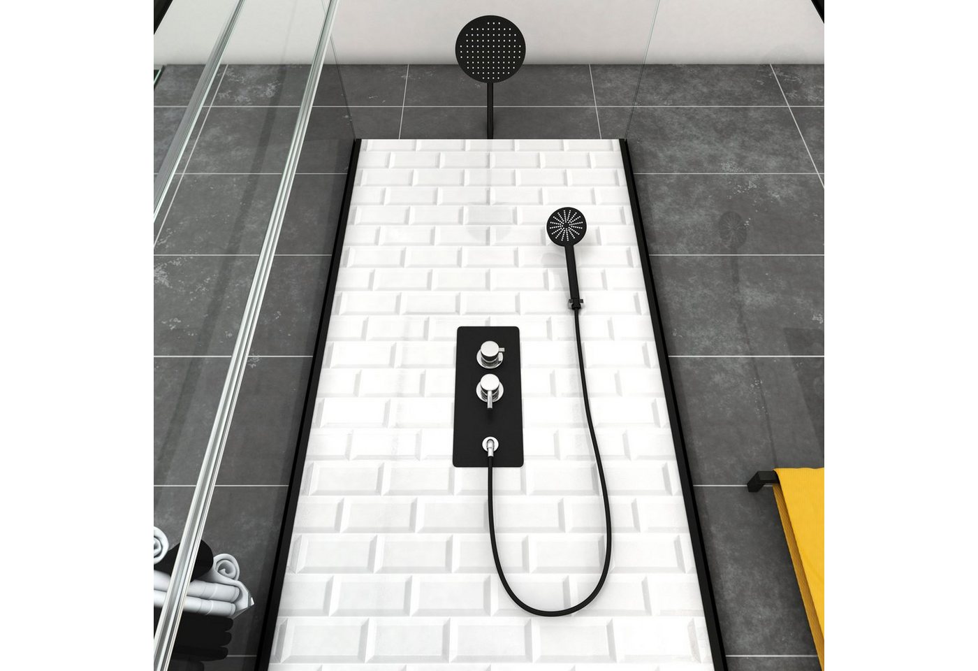 Marwell Komplettdusche White Stone, BxT: 80x80 cm, Einscheibensicherheitsglas, inkl. Armaturen – Bild 3 von 4