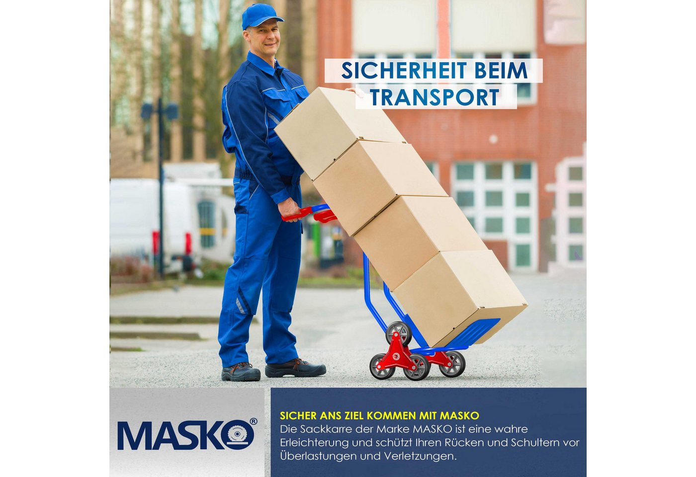 MASKO Sackkarre, Treppenkarre Sackkarre 200kg Transportkarre Treppensteiger – Bild 4 von 5