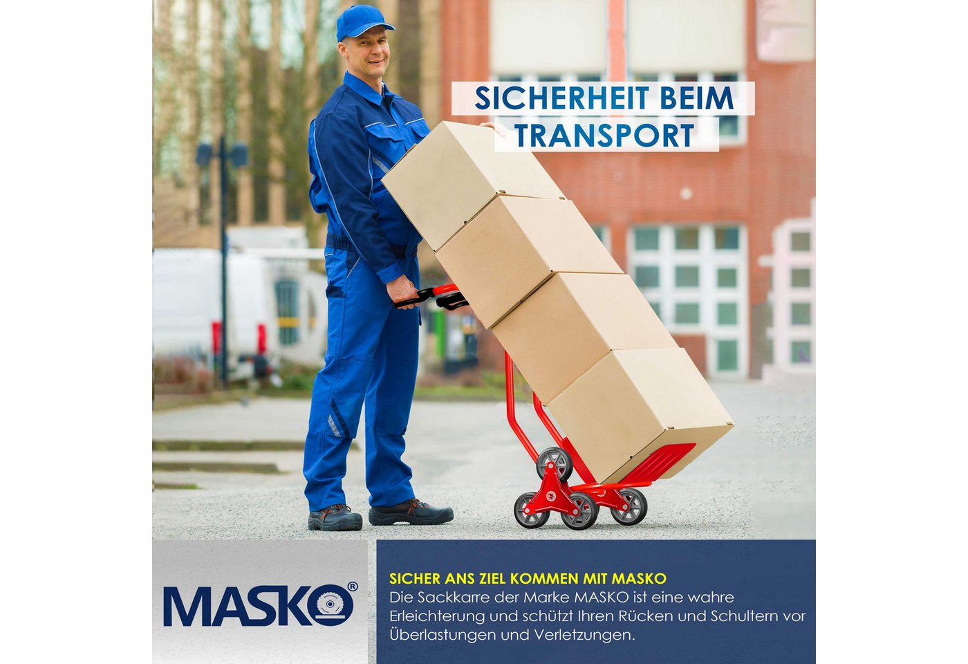 MASKO Sackkarre, Treppenkarre Sackkarre 200kg Transportkarre Treppensteiger – Bild 4 von 5
