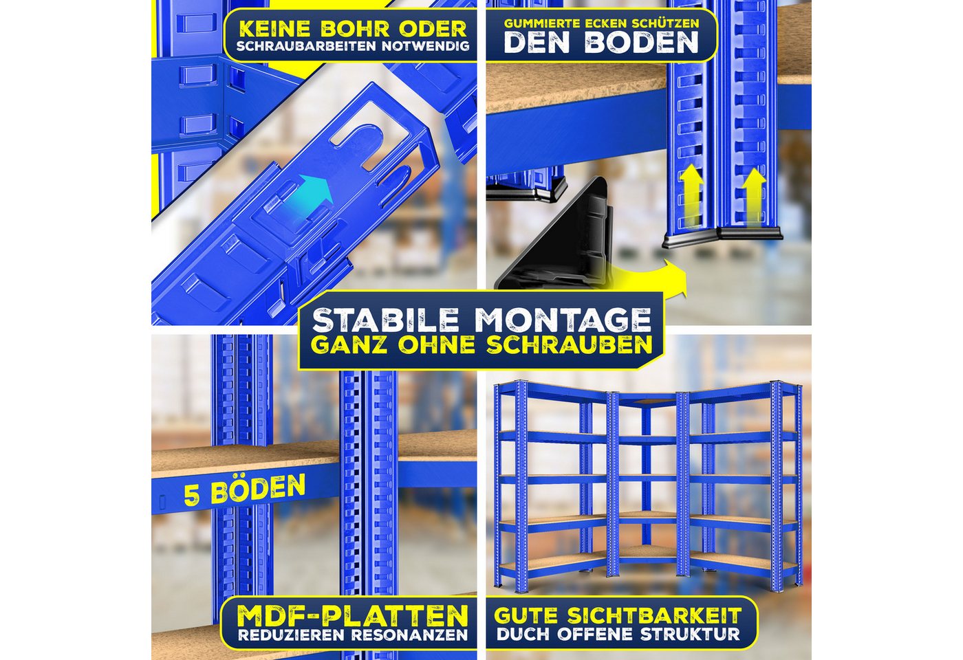 MASKO Schwerlastregal, 3er Set Metall Regalsystem Lagerregal Eckregal – Bild 3 von 5