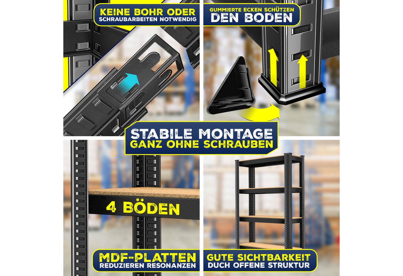 MASKO Schwerlastregal, 2er-Set Lagerregal aus Metall mit verstellbaren Ablagen – Bild 3 von 5