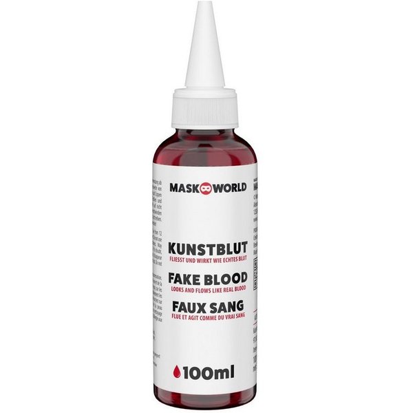 Maskworld Theaterschminke Kunstblut Flasche mit Dosierspitze 30 ml / 50 ml / (50-tlg), Fließt und wirkt wie echtes Blut – ideal für eine punktgenaue Anwe