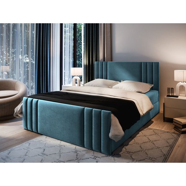 Masseno Boxbett KANES 180x200 cm mit Bonell Matratze und Topper, Doppelbett, Polsterbett mit Kopfteil, Boxspringbett