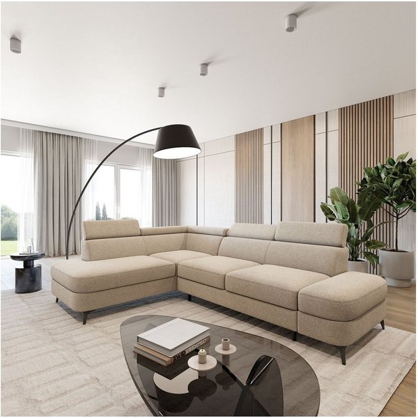Masseno Ecksofa AVISE mit Schlaffunktion L-Form, Sofa mit Bettkasten