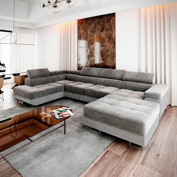 Masseno Ecksofa CASONE mit Schlaffunktion U-Form, Sofa mit Bettkasten