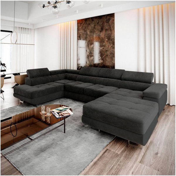 Masseno Ecksofa CASONE mit Schlaffunktion U-Form, Sofa mit Bettkasten
