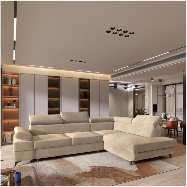Masseno Ecksofa FAVIEN mit Schlaffunktion L-Form, Sofa mit Bettkasten