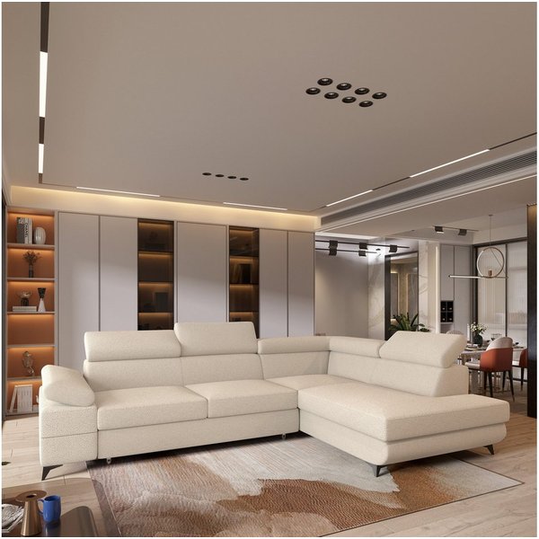 Masseno Ecksofa FAVIEN mit Schlaffunktion L-Form, Sofa mit Bettkasten