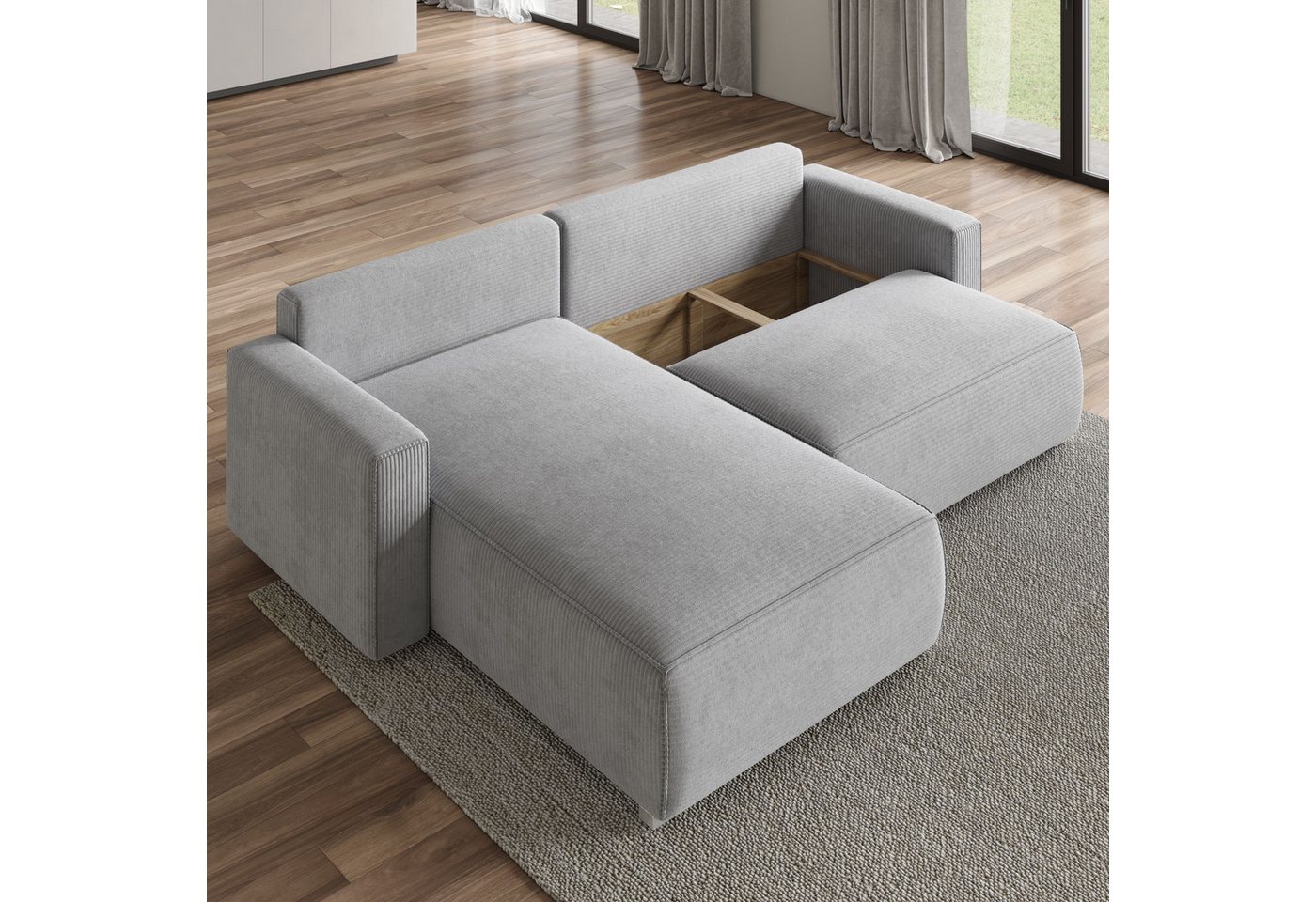 Masseno Ecksofa FORIL mit Schlaffunktion L-Form, Sofa mit Bettkasten – Bild 3 von 5