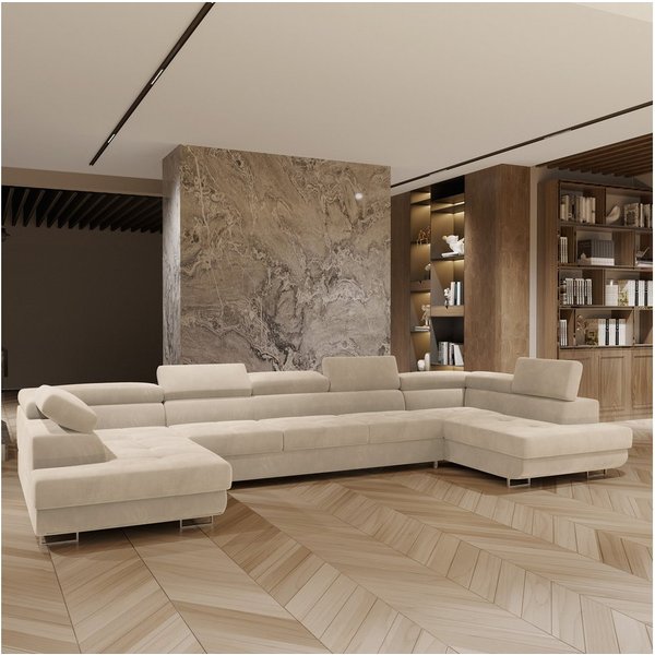Masseno Ecksofa ISOLANO mit Schlaffunktion U-Form, Sofa mit Bettkasten