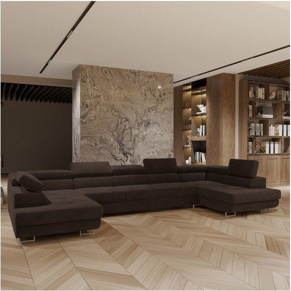 Masseno Ecksofa ISOLANO mit Schlaffunktion U-Form, Sofa mit Bettkasten