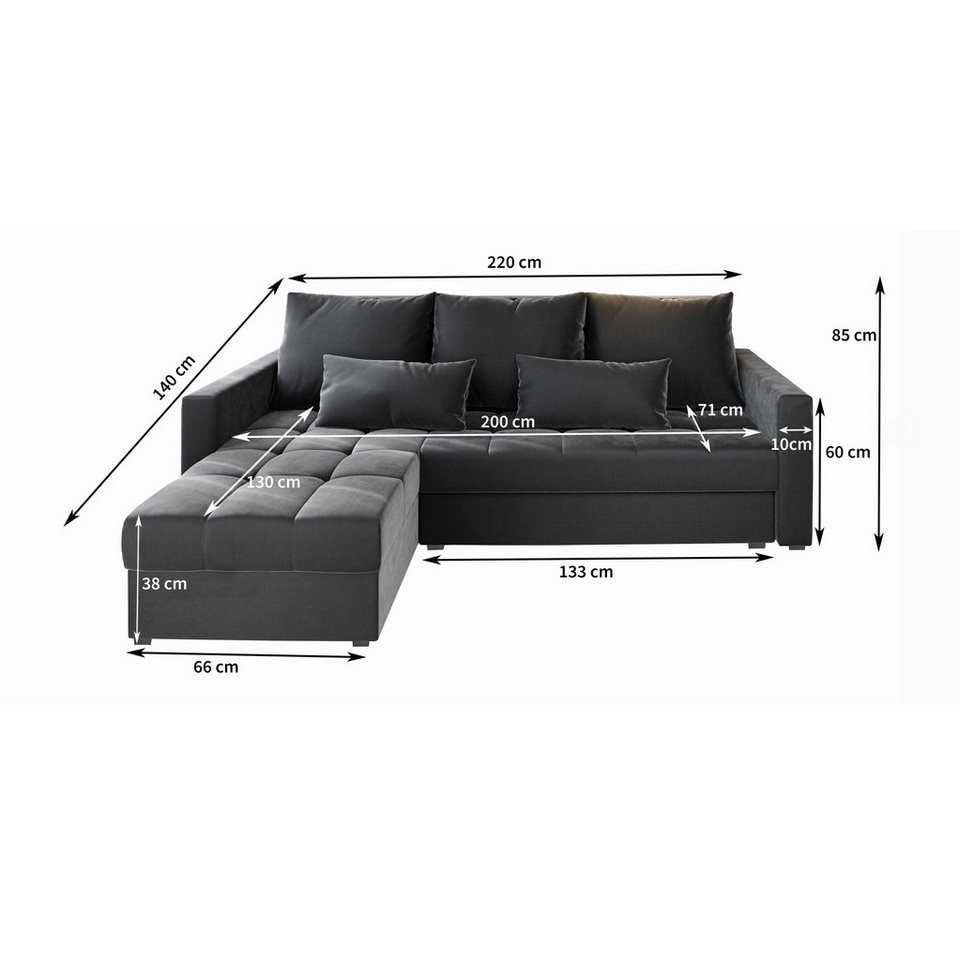 Masseno Ecksofa KOS PIK mit Schlaffunktion L-Form, Sofa mit Bettkasten – Bild 5 von 5