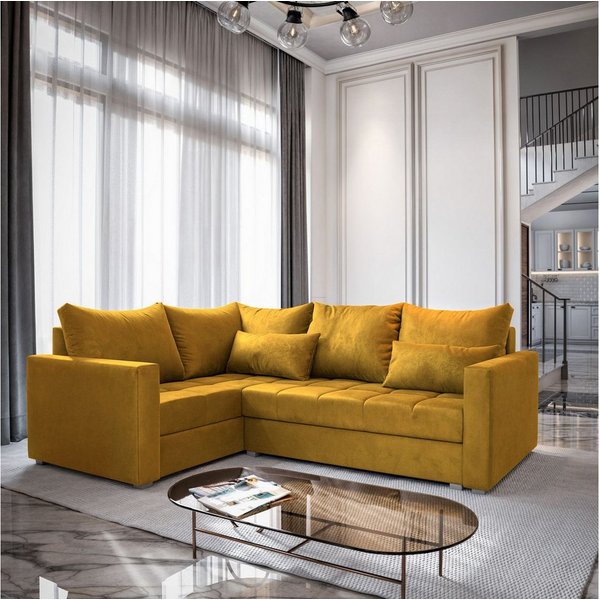 Masseno Ecksofa LIRENO mit Schlaffunktion L-Form, Sofa mit Bettkasten