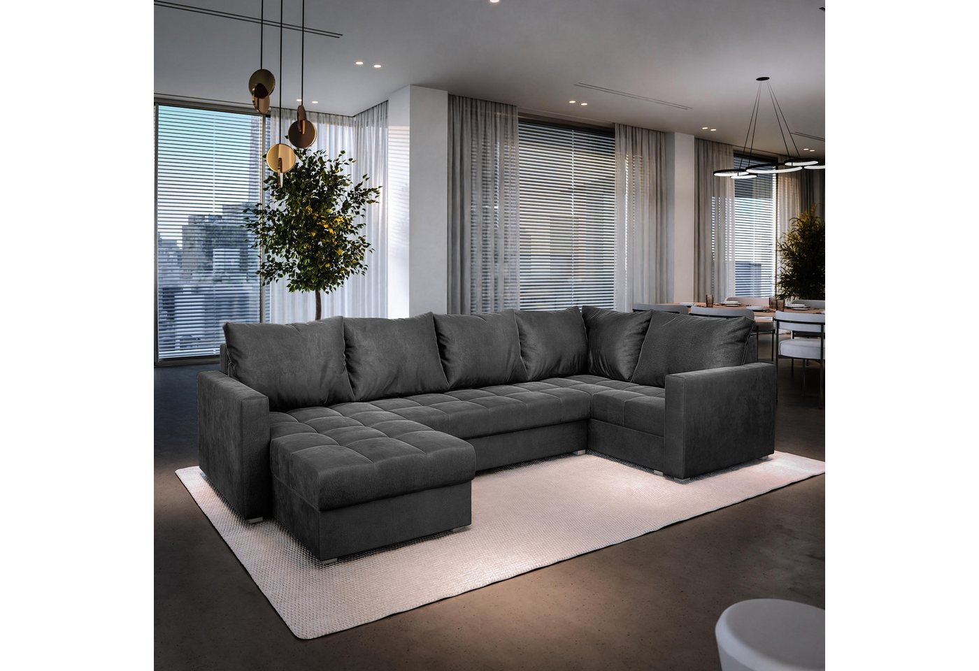 Masseno Ecksofa LORIVO mit Schlaffunktion U-Form, Sofa mit Bettkasten – Bild 2 von 5