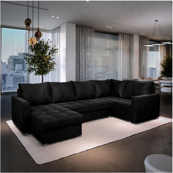 Masseno Ecksofa LORIVO mit Schlaffunktion U-Form, Sofa mit Bettkasten