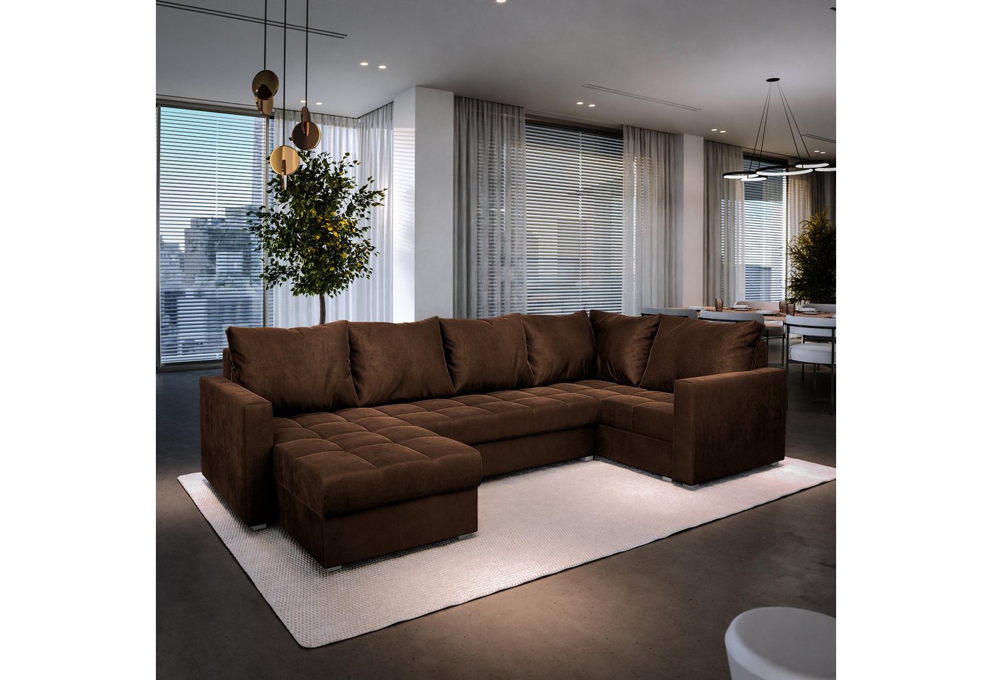 Masseno Ecksofa LORIVO mit Schlaffunktion U-Form, Sofa mit Bettkasten – Bild 2 von 5