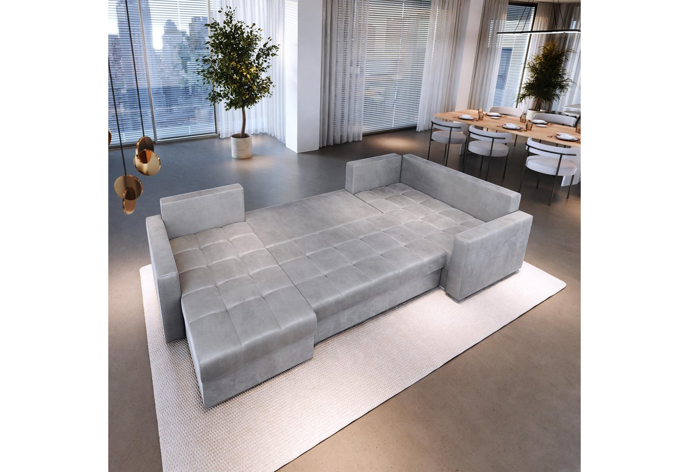 Masseno Ecksofa LORIVO mit Schlaffunktion U-Form, Sofa mit Bettkasten – Bild 3 von 5