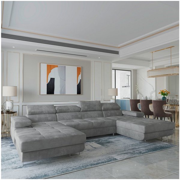 Masseno Ecksofa LYKKE mit Schlaffunktion U-Form, Sofa mit Bettkasten