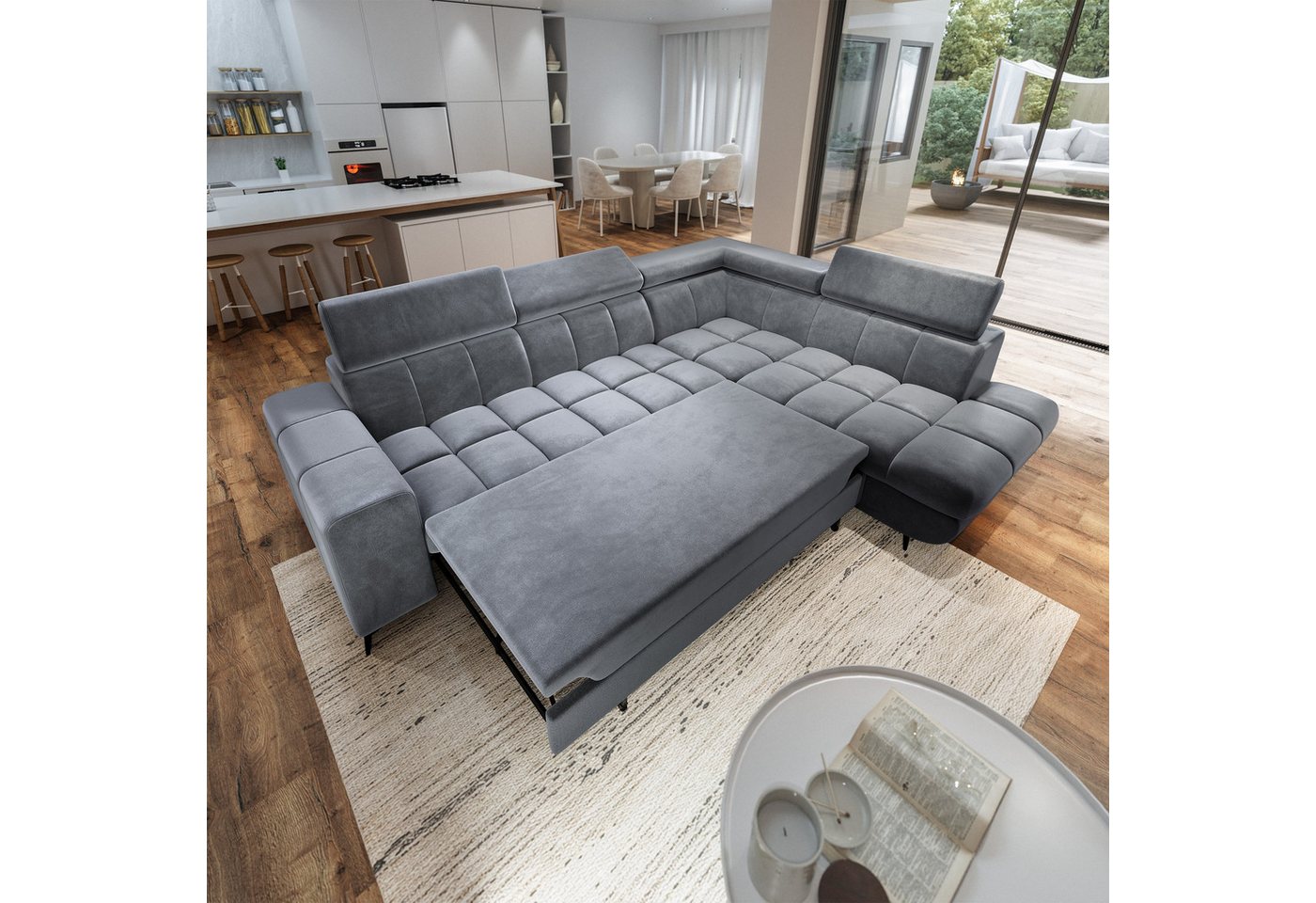 Masseno Ecksofa MORIVA mit Schlaffunktion L-Form, Sofa mit Bettkasten – Bild 4 von 5