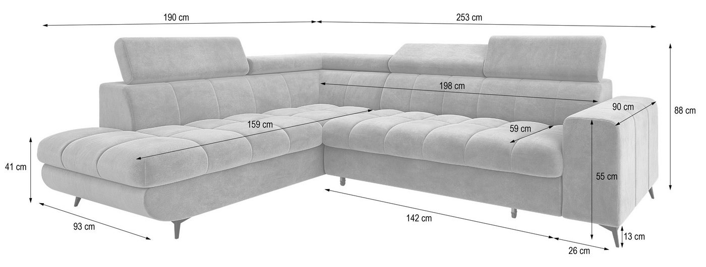 Masseno Ecksofa MORIVA mit Schlaffunktion L-Form, Sofa mit Bettkasten – Bild 5 von 5