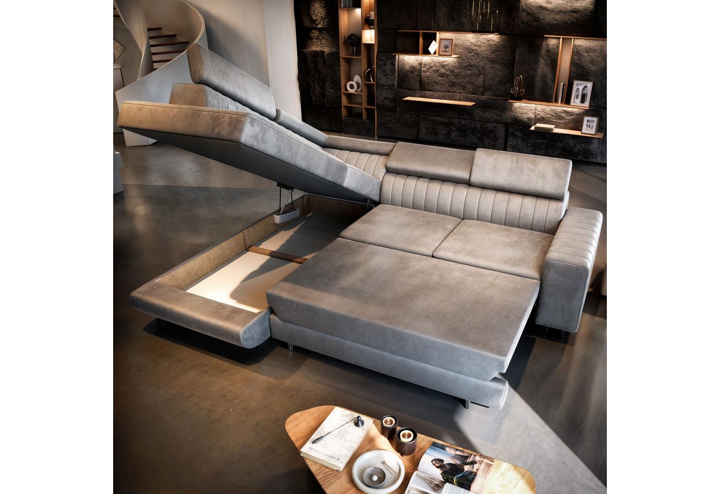 Masseno Ecksofa NOLA mit Schlaffunktion L-Form, Sofa mit Bettkasten – Bild 3 von 5