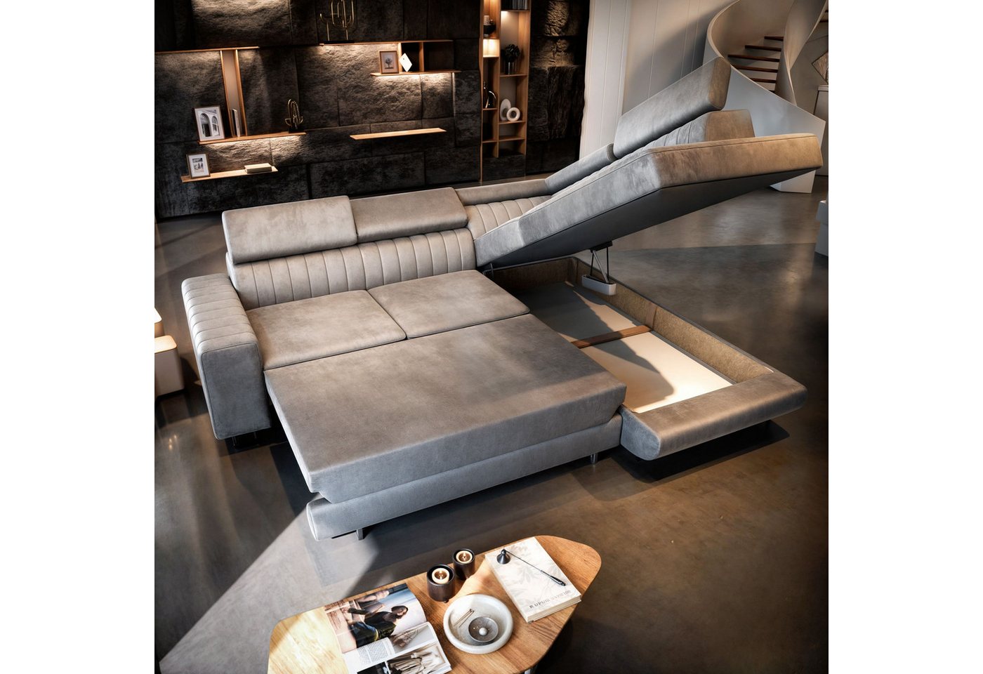 Masseno Ecksofa NOLA mit Schlaffunktion L-Form, Sofa mit Bettkasten – Bild 3 von 5