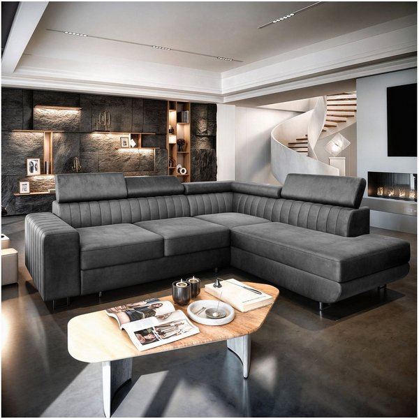 Masseno Ecksofa NOLA mit Schlaffunktion L-Form, Sofa mit Bettkasten