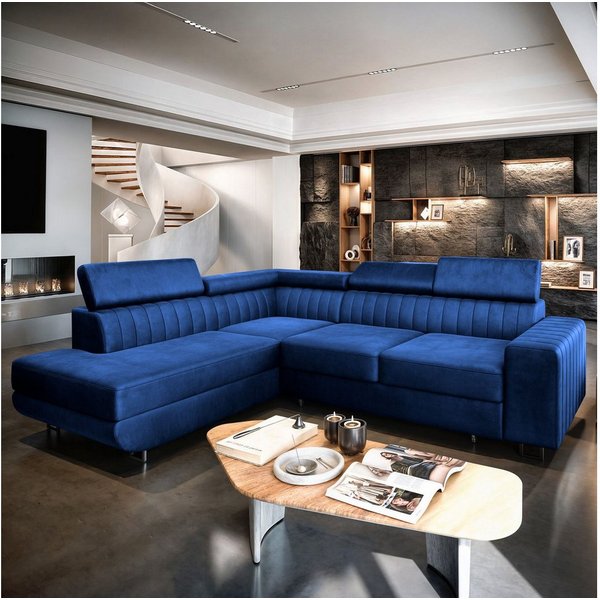Masseno Ecksofa NOLA mit Schlaffunktion L-Form, Sofa mit Bettkasten