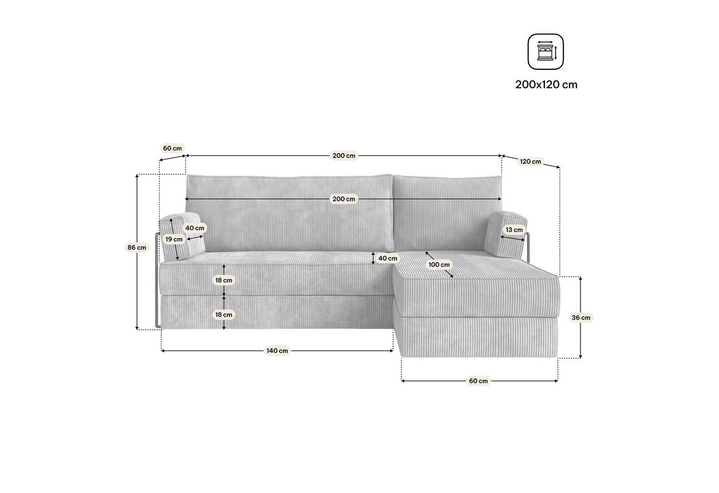 Masseno Ecksofa NOTIA modulares Boneless Sofa mit Schlaffunktion – Bild 5 von 5