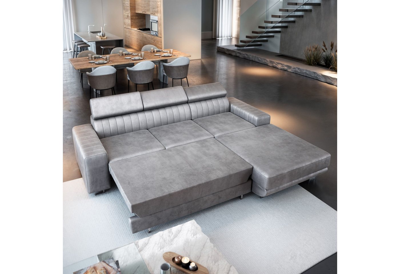 Masseno Ecksofa NOTO mit Schlaffunktion L-Form, Sofa mit Bettkasten – Bild 4 von 5