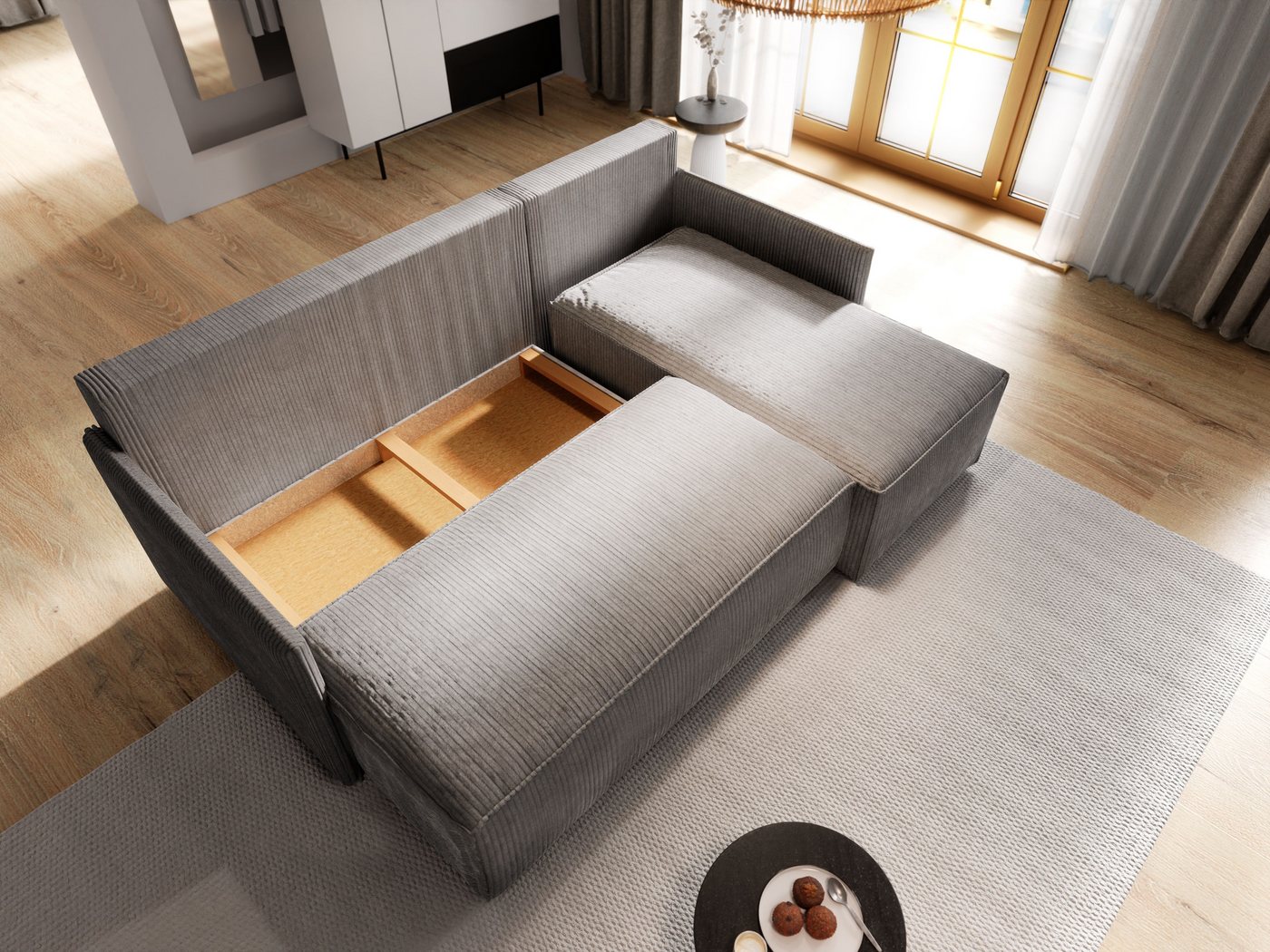 Masseno Ecksofa PERUSI mit Schlaffunktion L-Form, Sofa mit Bettkasten – Bild 3 von 5