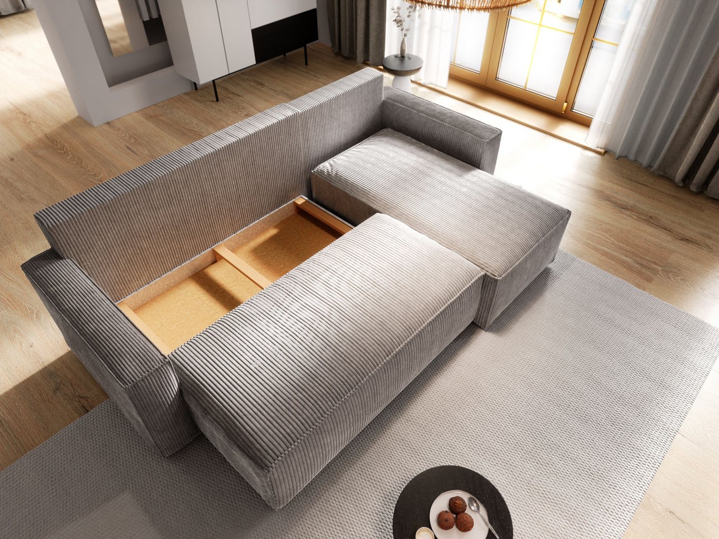 Masseno Ecksofa POTARO mit Schlaffunktion L-Form, Sofa mit Bettkasten – Bild 3 von 5
