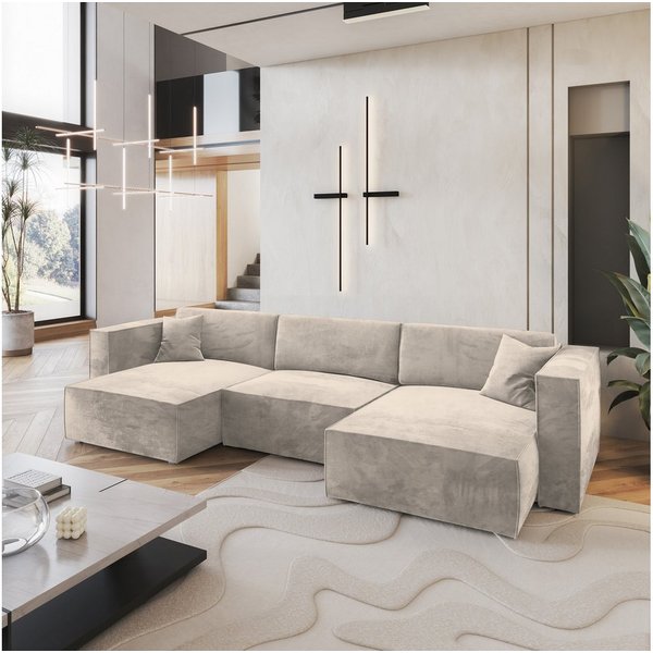 Masseno Ecksofa SARMO mit Schlaffunktion U-Form, Sofa mit Bettkasten