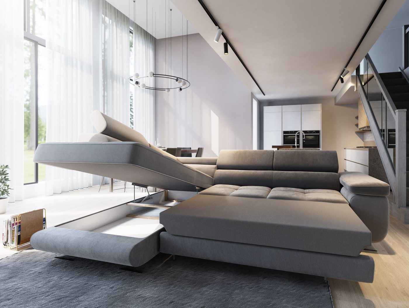 Masseno Ecksofa SELVA mit Schlaffunktion L-Form, Sofa mit Bettkasten – Bild 3 von 5