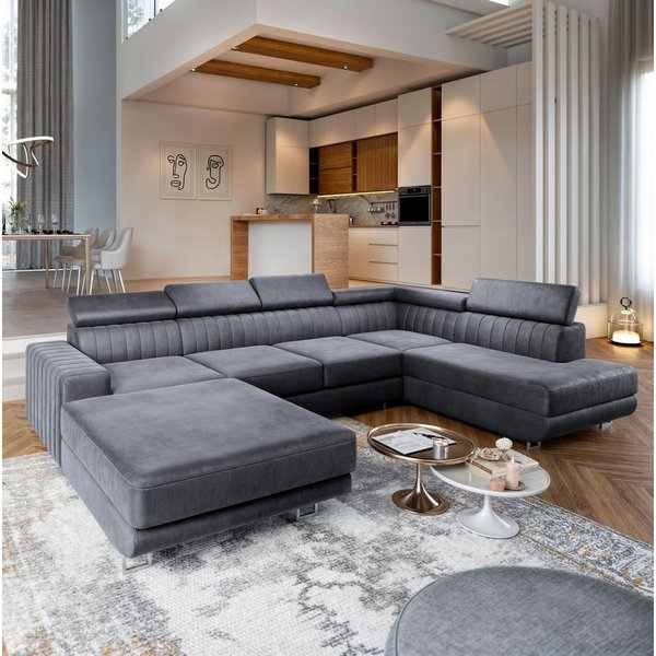 Masseno Ecksofa SIENA mit Schlaffunktion U-Form, Sofa mit Bettkasten
