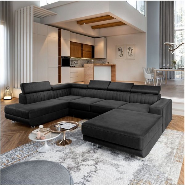 Masseno Ecksofa SIENA mit Schlaffunktion U-Form, Sofa mit Bettkasten