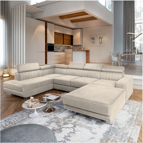 Masseno Ecksofa SIENA mit Schlaffunktion U-Form, Sofa mit Bettkasten