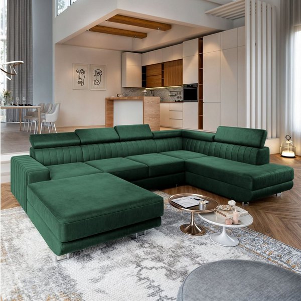 Masseno Ecksofa SIENA mit Schlaffunktion U-Form, Sofa mit Bettkasten