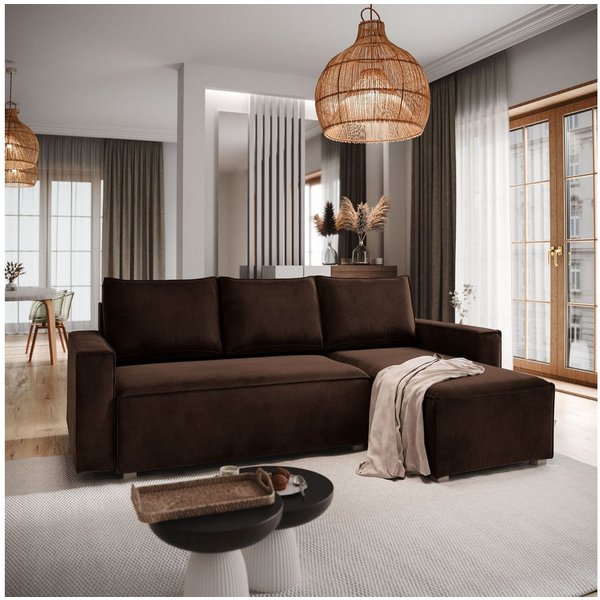 Masseno Ecksofa SILES mit Schlaffunktion L-Form, Sofa mit Bettkasten