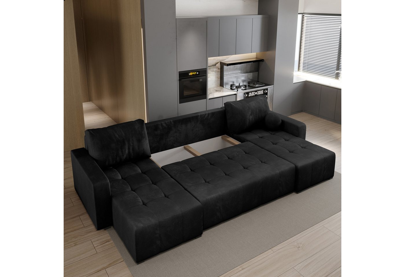 Masseno Ecksofa TOLARI mit Schlaffunktion U-Form, Sofa mit Bettkasten – Bild 3 von 5