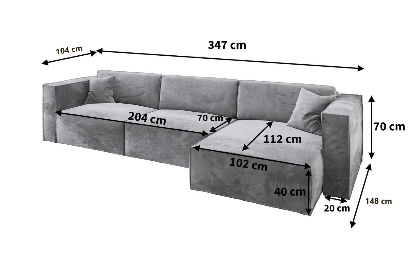 Masseno Ecksofa TOLMO mit Schlaffunktion L-Form, Sofa mit Bettkasten – Bild 3 von 5