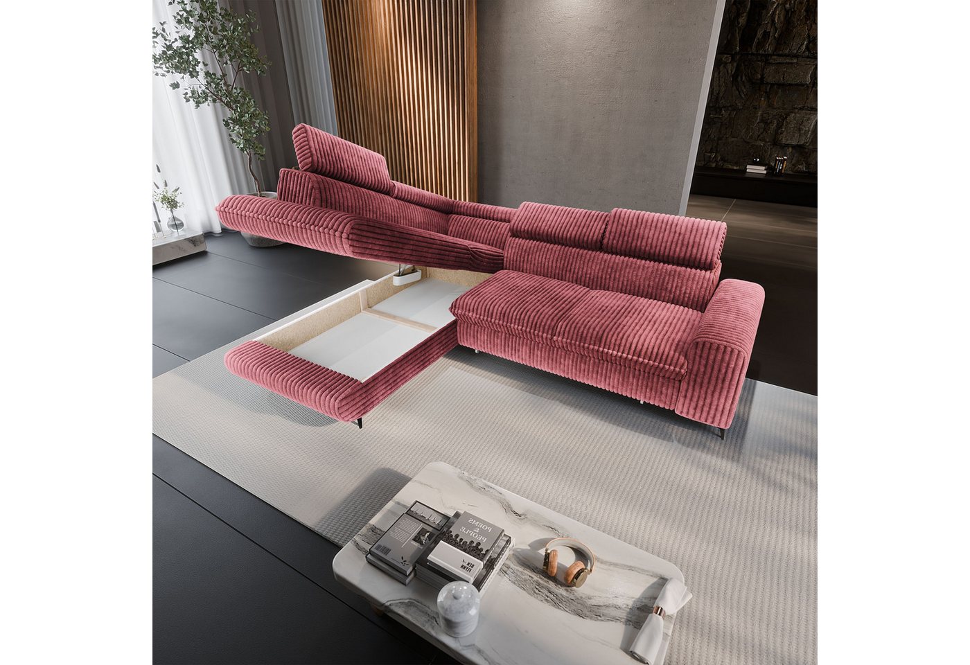 Masseno Ecksofa VELISS mit Schlaffunktion L-Form, Sofa mit Bettkasten – Bild 3 von 5