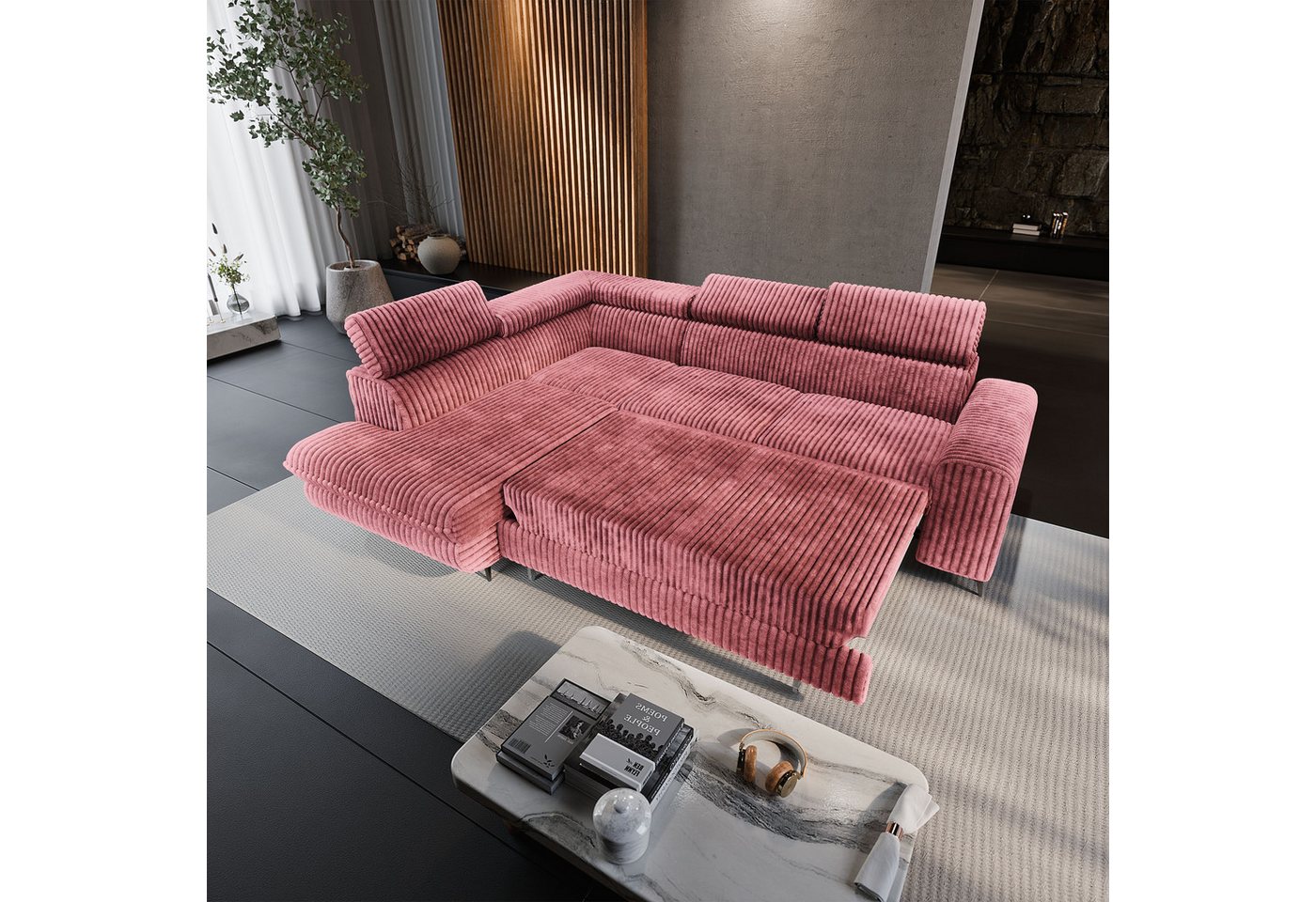 Masseno Ecksofa VELISS mit Schlaffunktion L-Form, Sofa mit Bettkasten – Bild 4 von 5